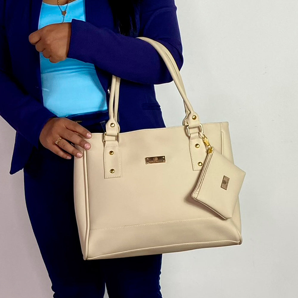 Bolso De Hombro con Monedero Crez Beige