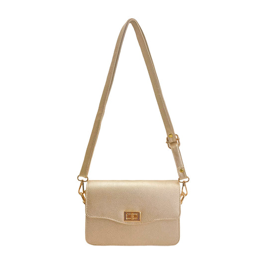 Bolso Diva Dorado Con Correa Ajustable