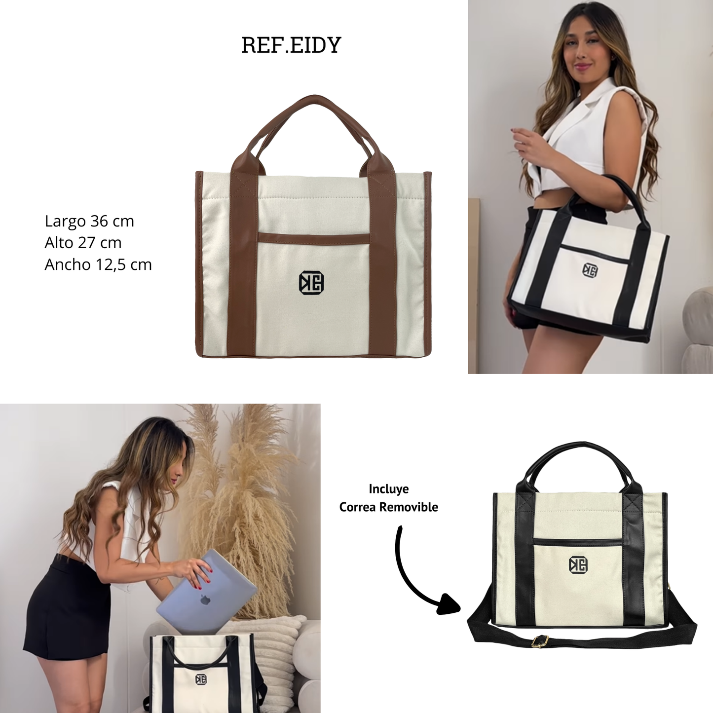 Bolso Doble Funcion Con Correa Ajustable Eidy Beige