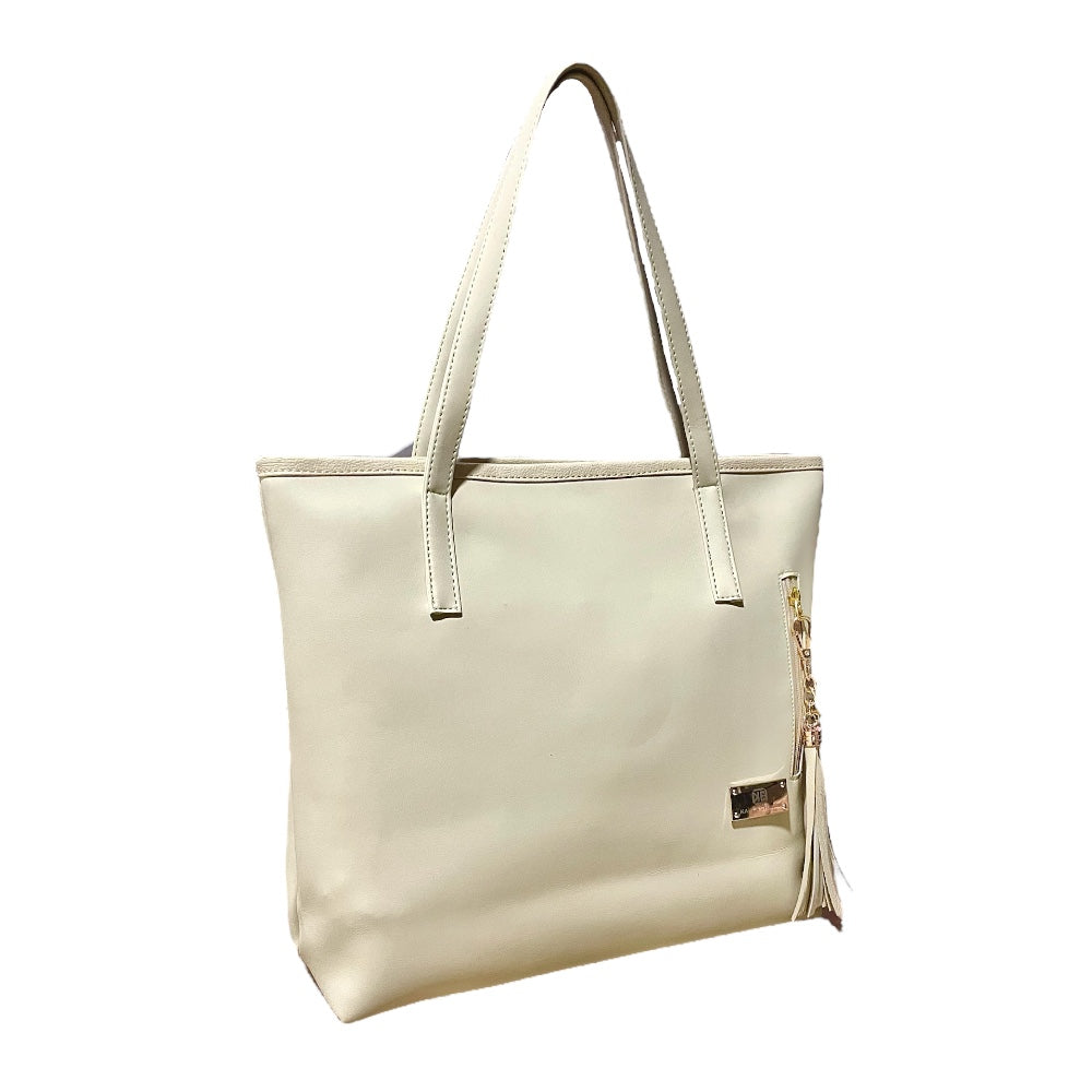 Bolso Tote Emma Beige Con Cosmetiquera