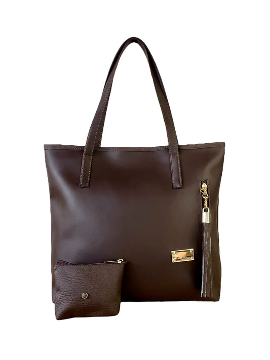 Bolso Tote Emma Cafe Con Cosmetiquera