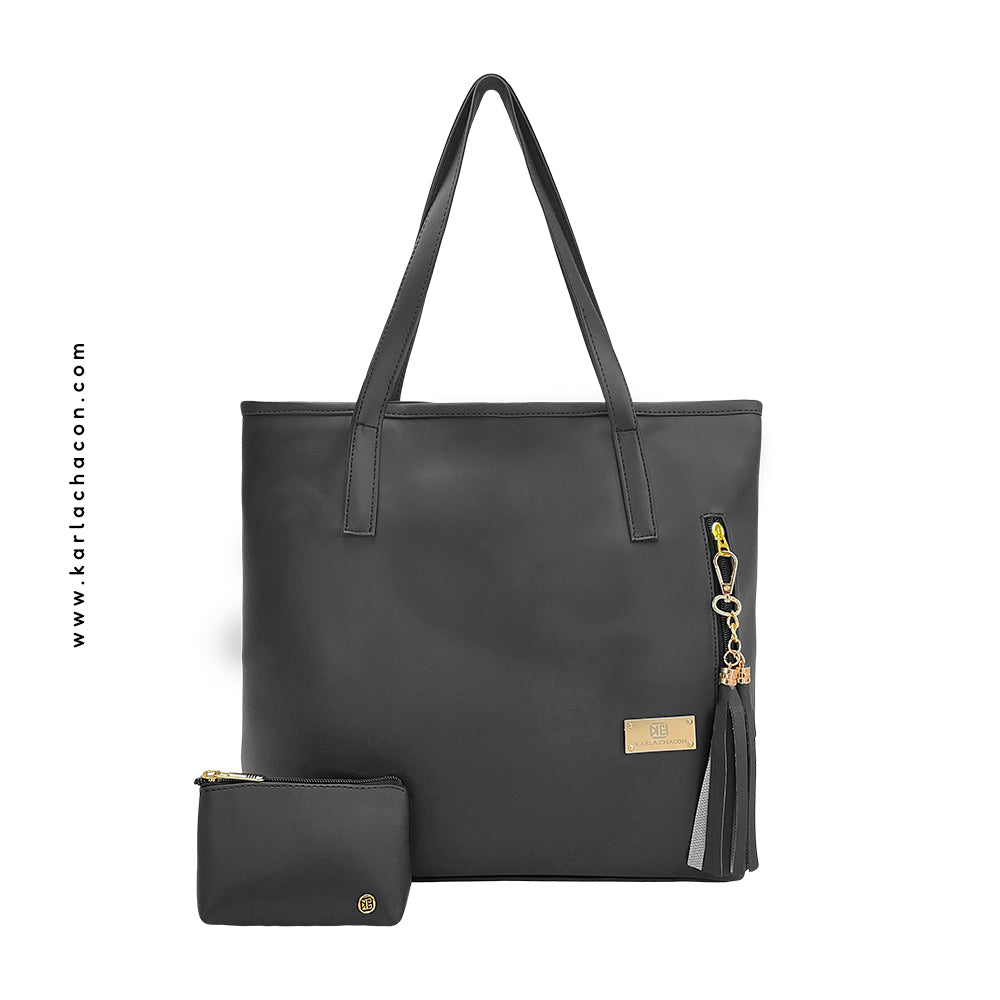 Bolso Tote Emma Negro Con Cosmetiquera