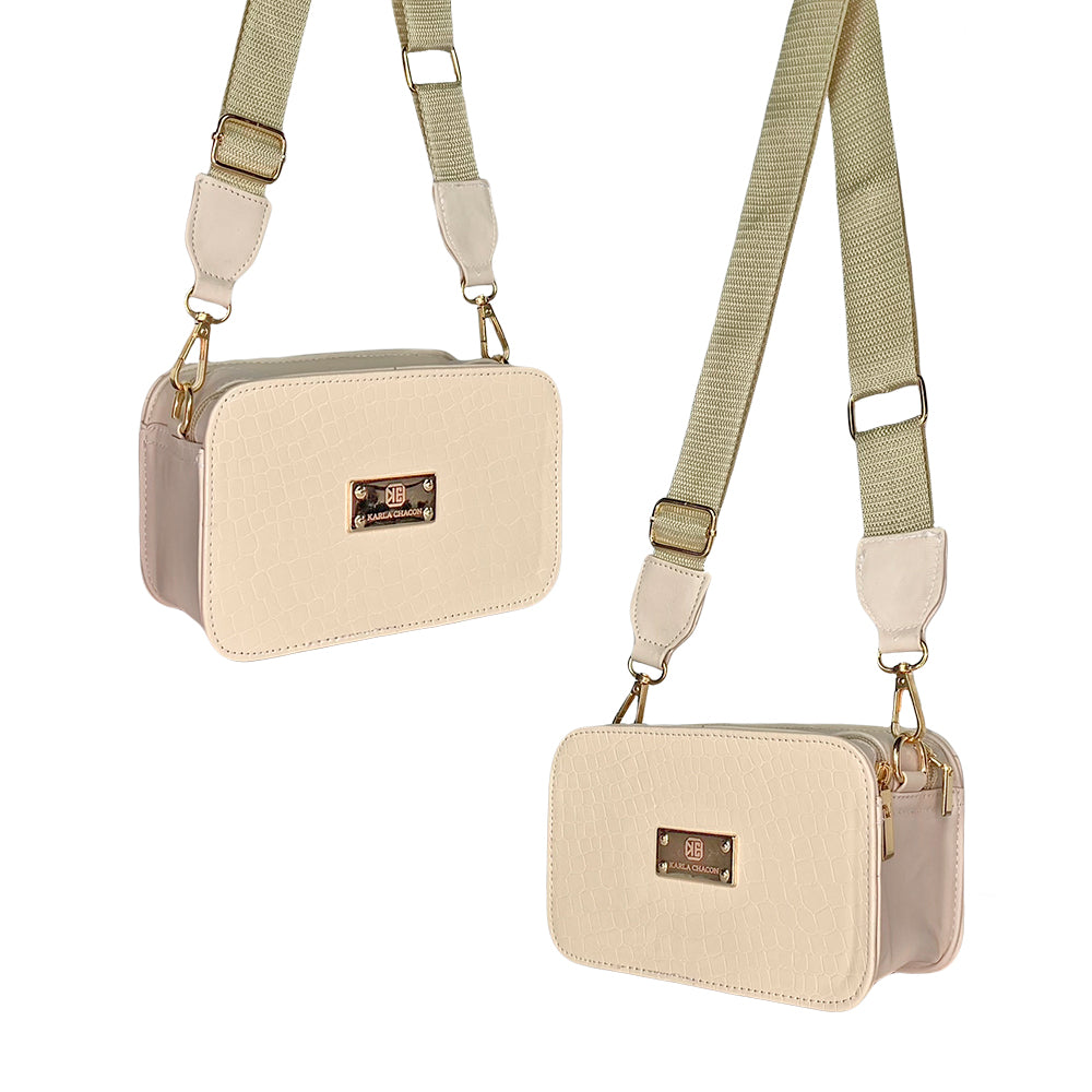 Bolso Evah Beige Con Correa Ajustable