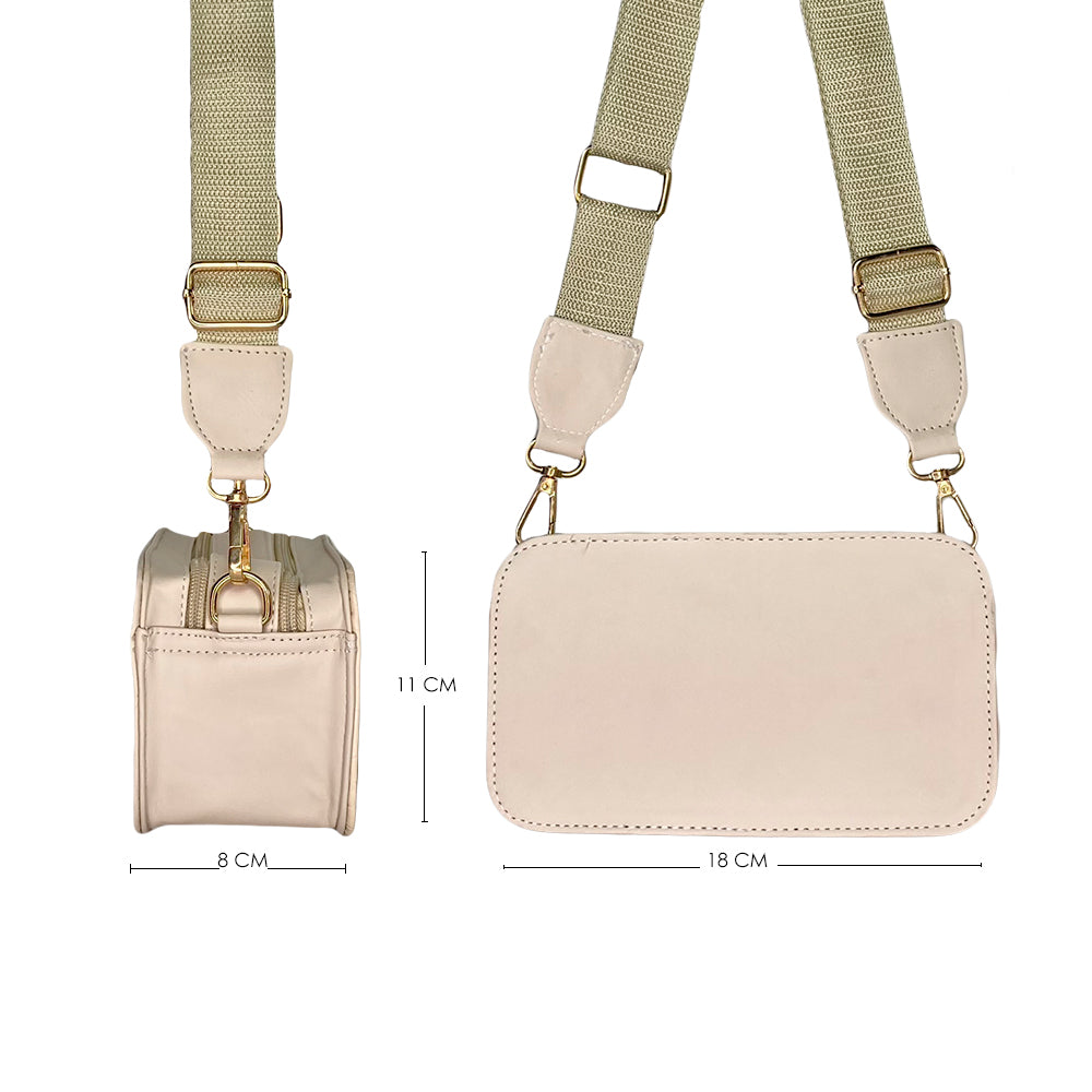 Bolso Evah Beige Con Correa Ajustable