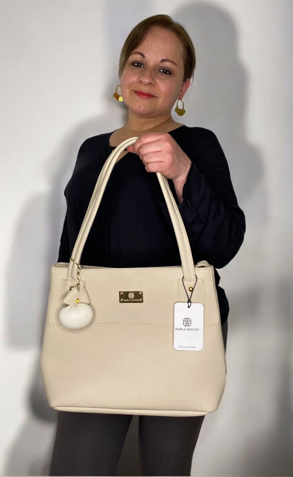 Bolso Grande con Cosmetiquera Gema Beige