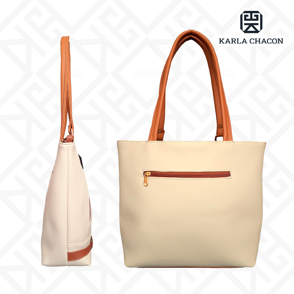 Bolso Tote Gigi Beige Con Cosmetiquera