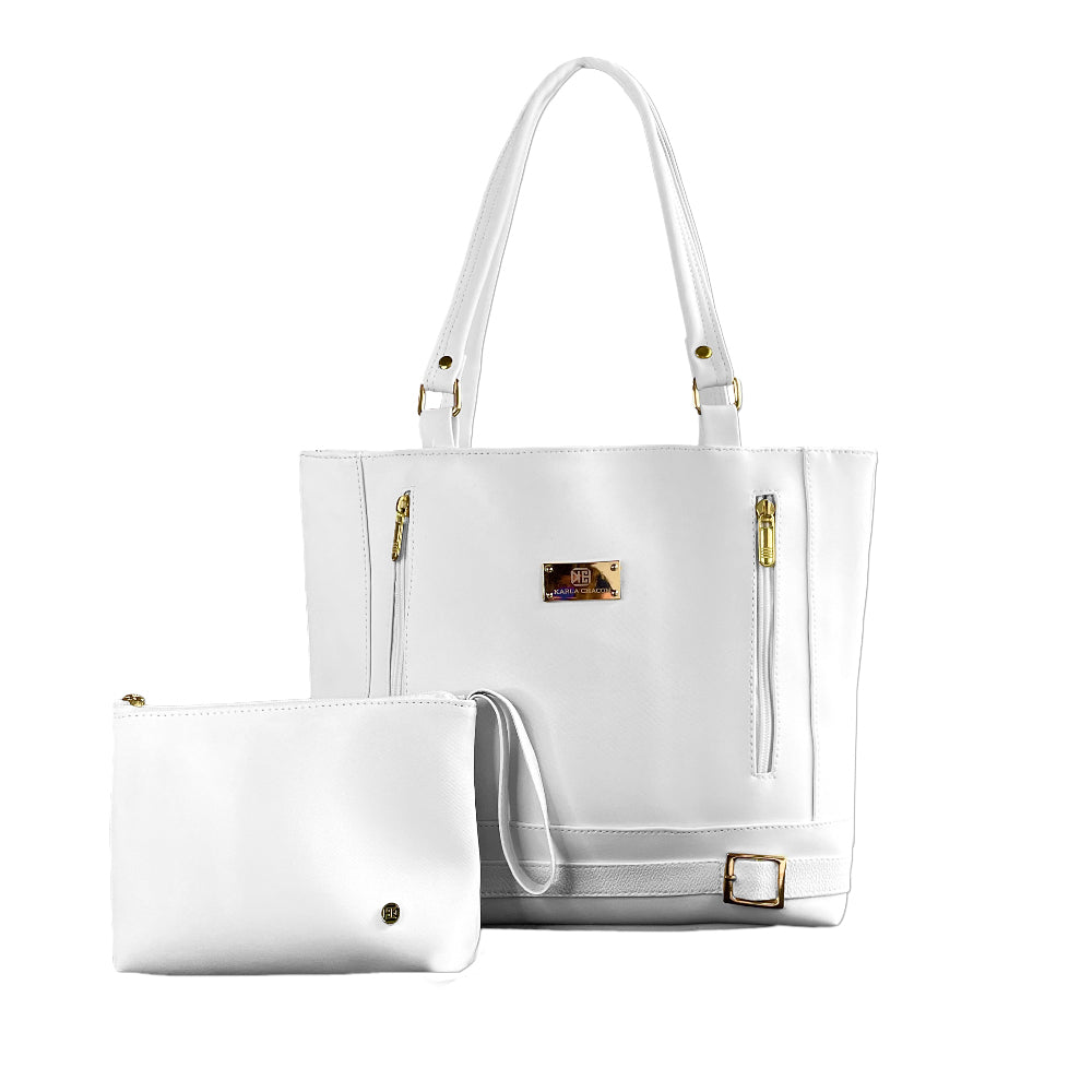 Bolso Tote Gigi Blanco Con Cosmetiquera