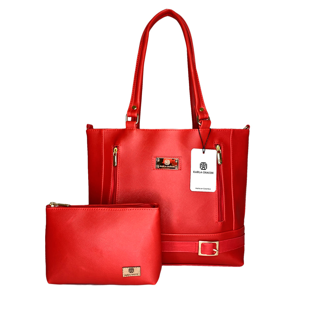 Bolso Tote Gigi Rojo Con Cosmetiquera