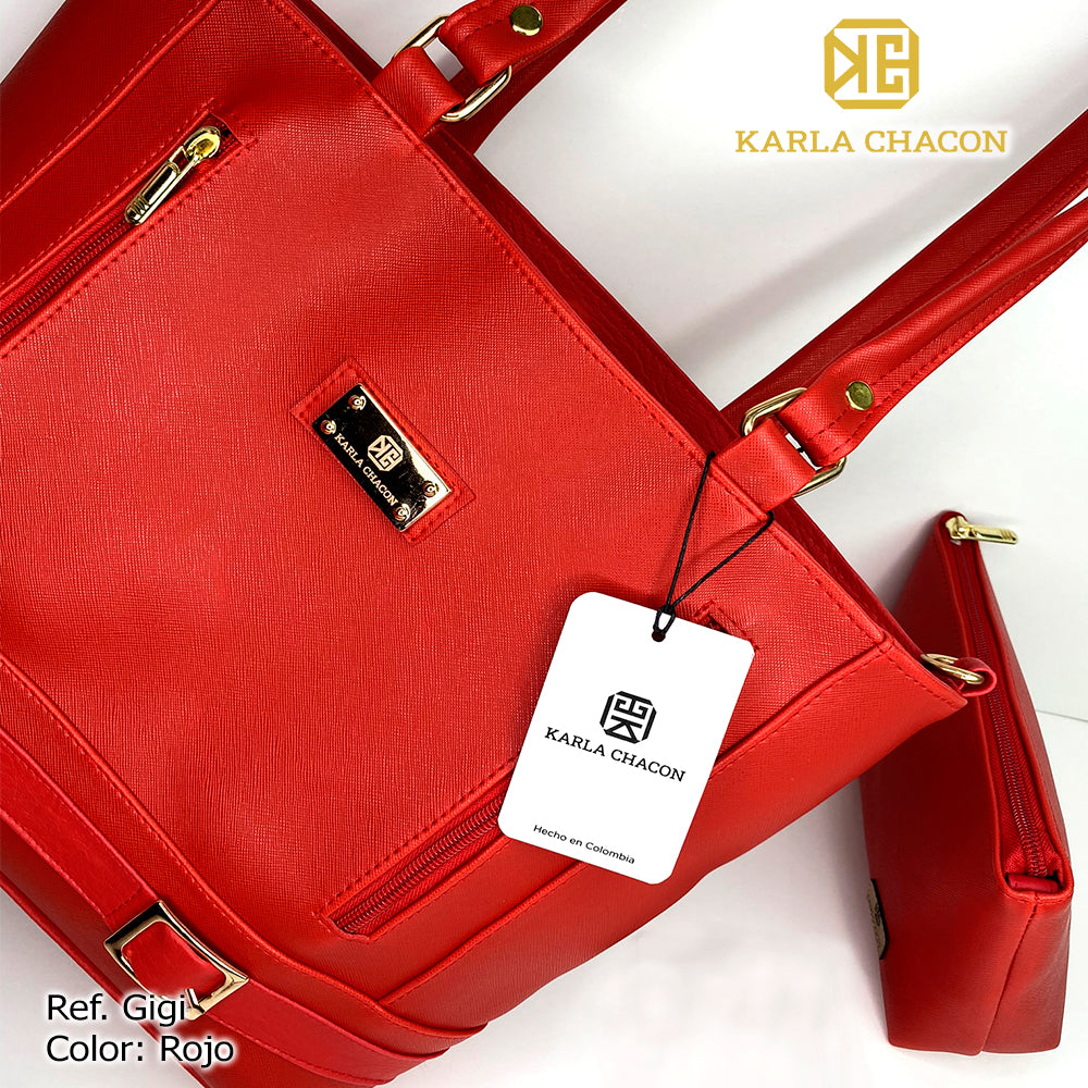 Bolso Tote Gigi Rojo Con Cosmetiquera