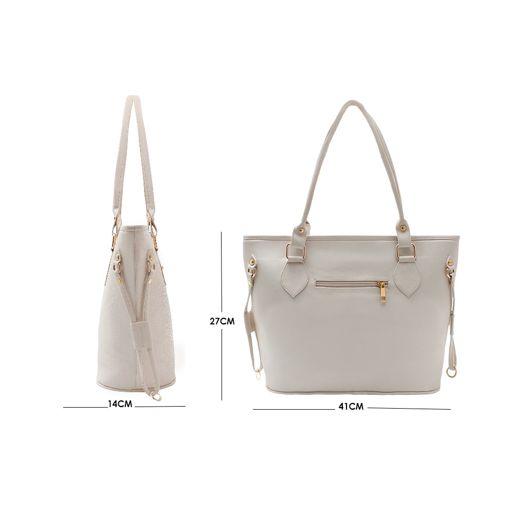 Bolso Tote Jade Beige Con Correa Ajustable