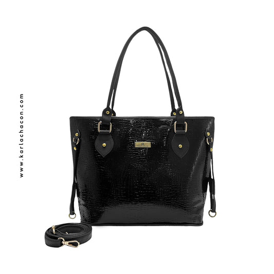 Bolso Tote Jade Negro Con Correa Ajustable