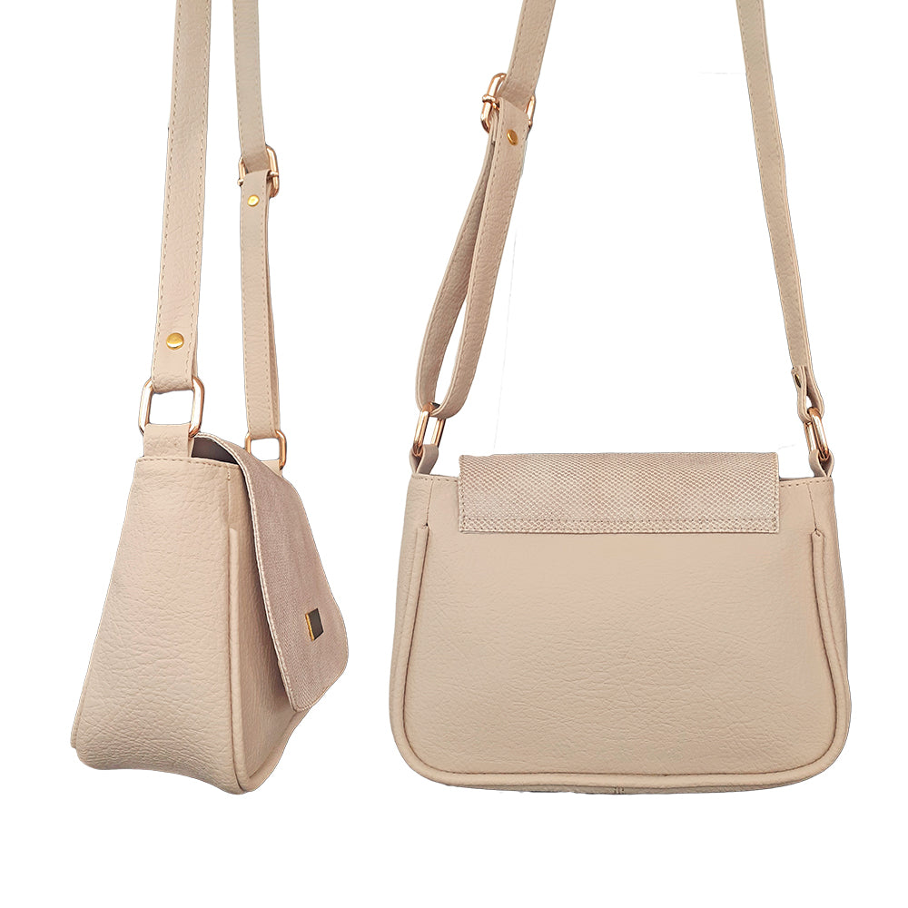 Bolso Lara Beige Con Correa Ajustable