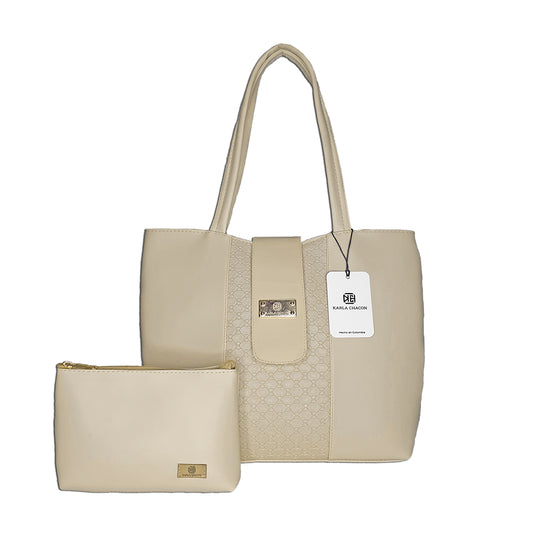 Bolso Grande con Cosmetiquera Lina Beige