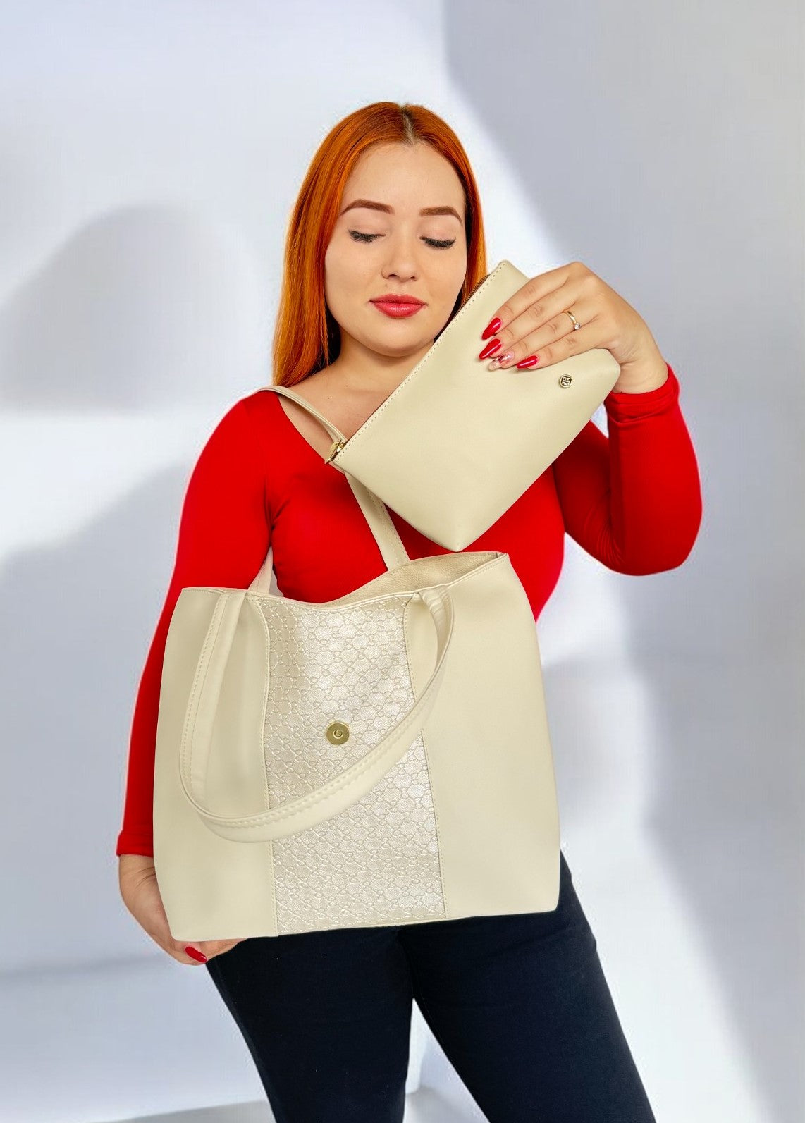 Fashion bolso grande beige