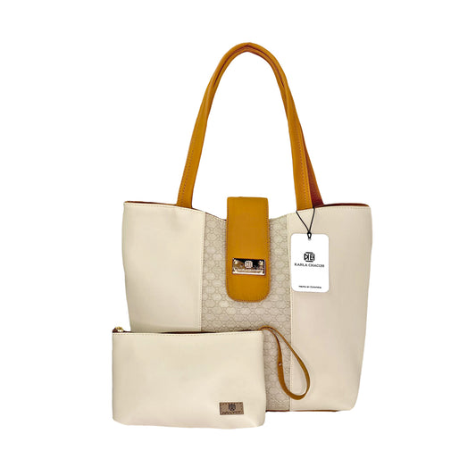 Bolso Grande con Cosmetiquera Line Beige