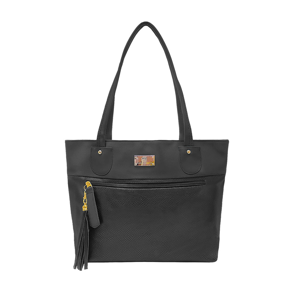 Bolso De Hombro Con Cosmetiquera Luna Negro Liso