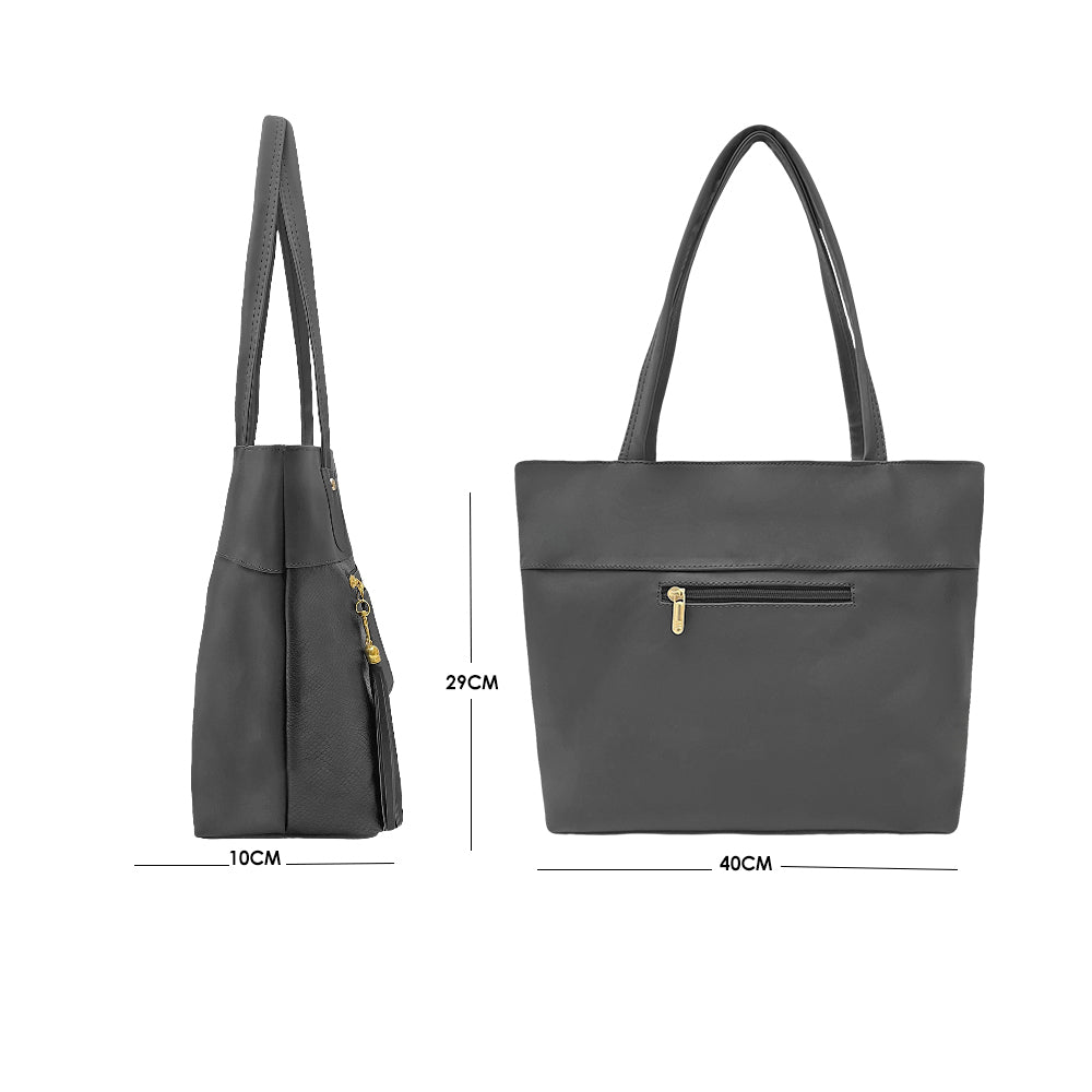 Bolso De Hombro Con Cosmetiquera Luna Negro Liso