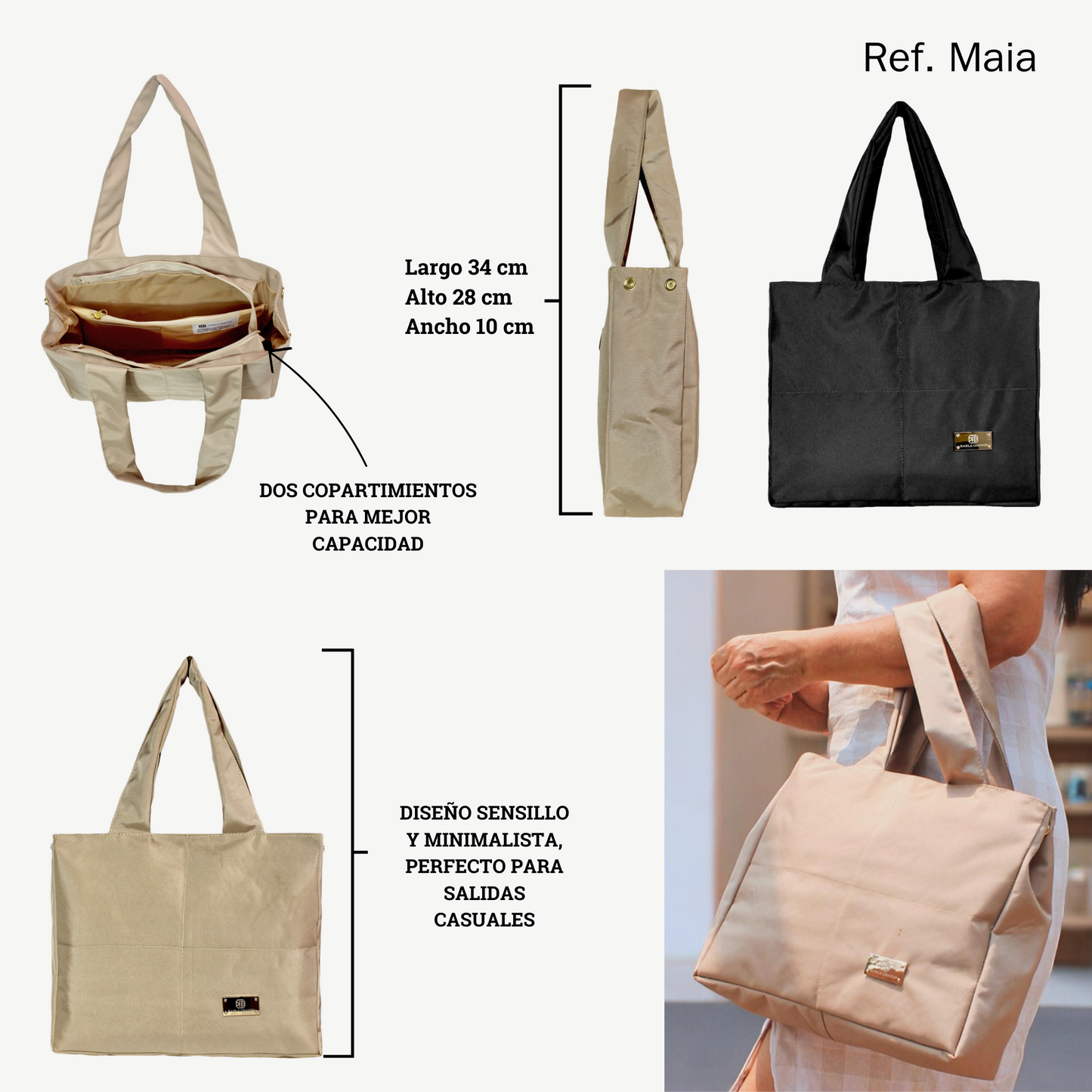 Bolso De Hombro Maia Beige