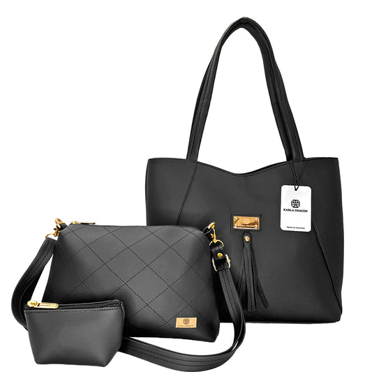 Set x3 Bolso Grande, Pequeño y Monedero Rupe Negro