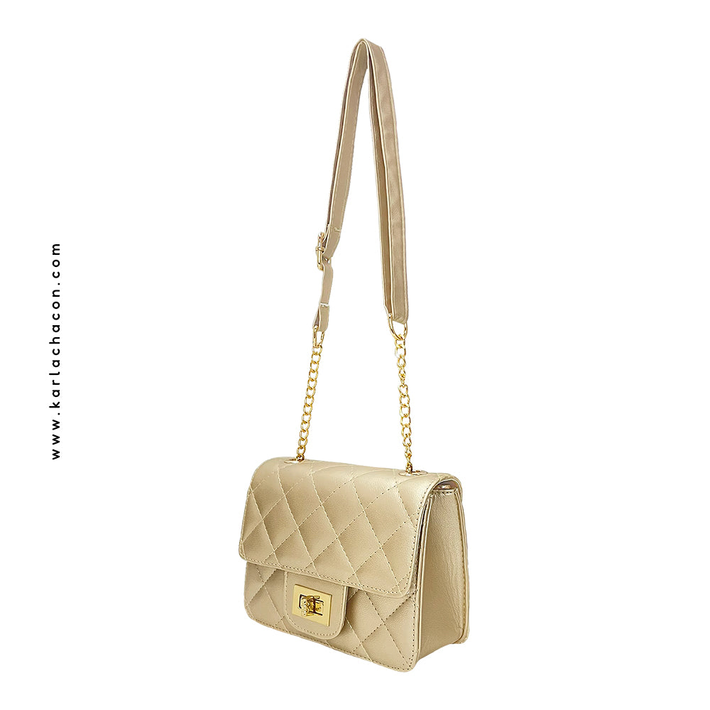 Bolso Sanz Dorado Con Correa Ajustable