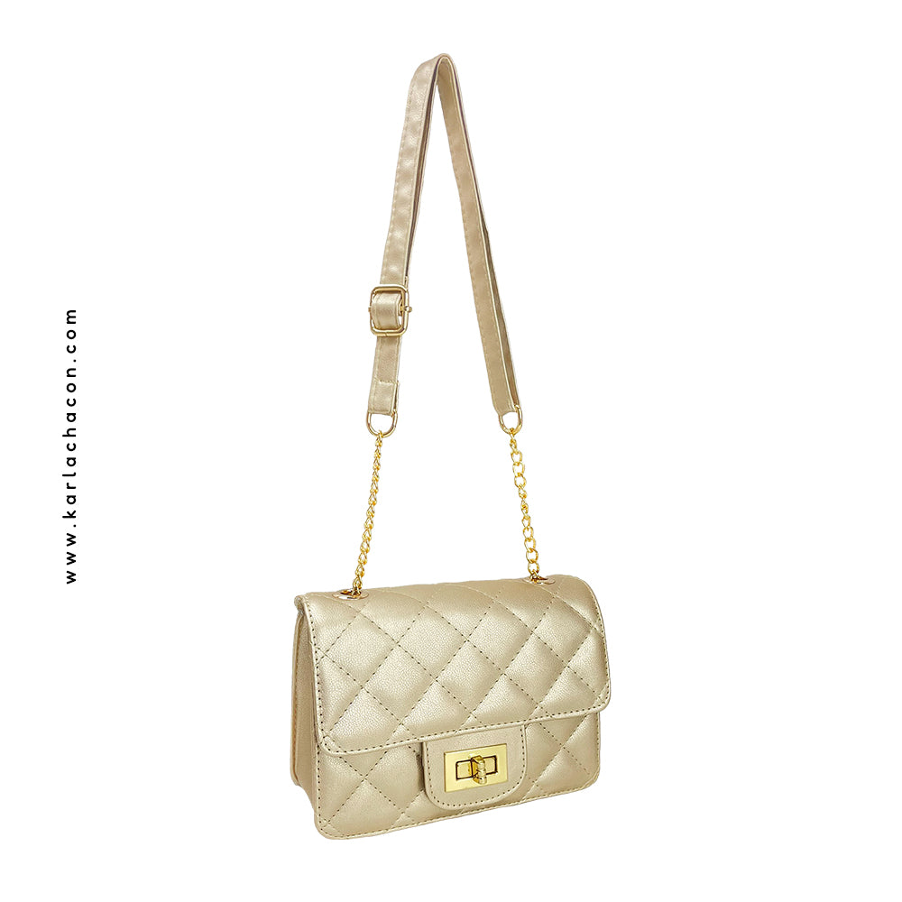 Bolso Sanz Dorado Con Correa Ajustable