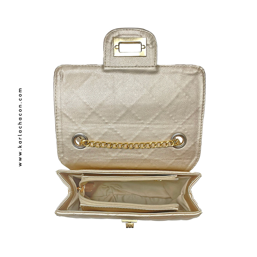 Bolso Sanz Dorado Con Correa Ajustable