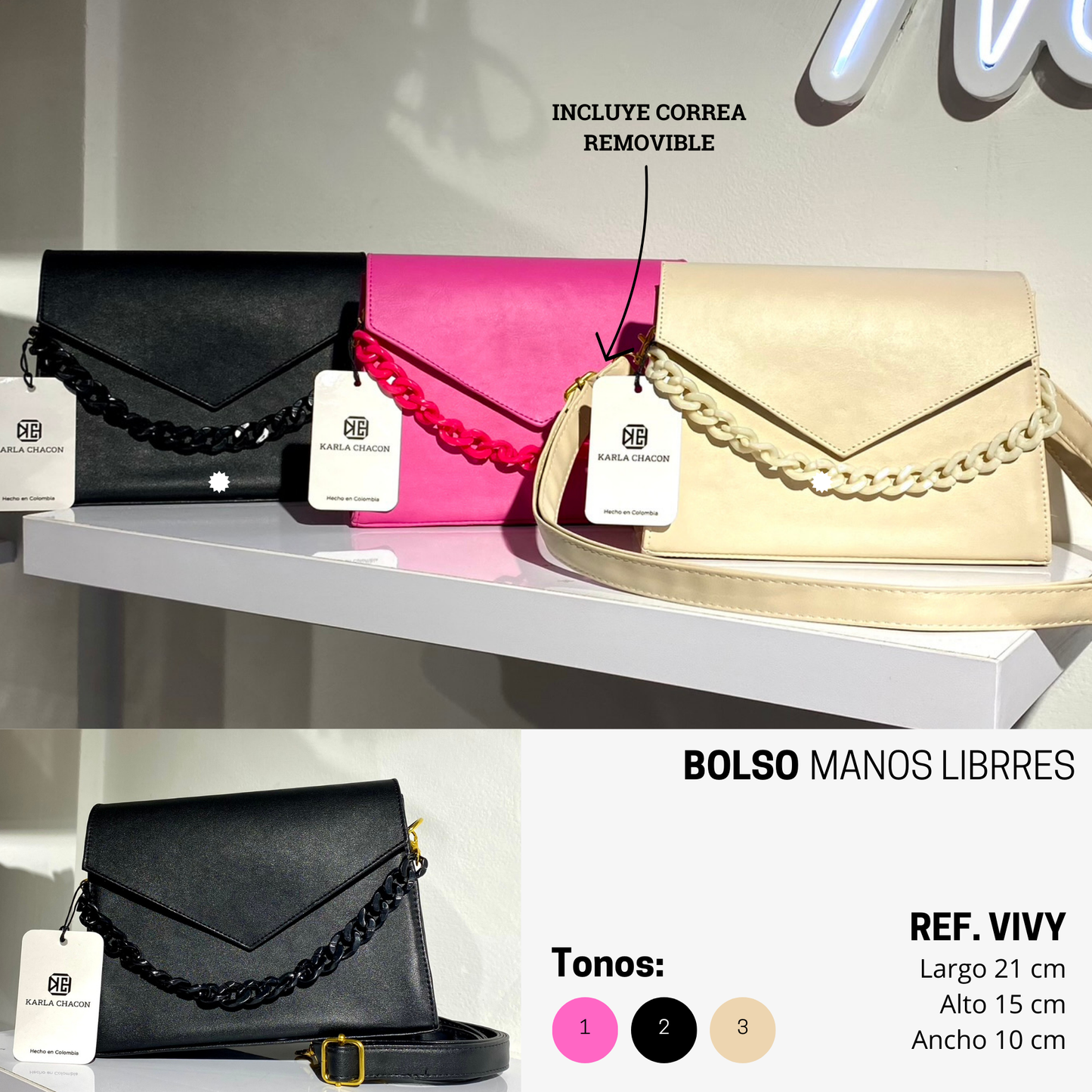 Bolso Vivy Fucsia Con Correa Ajustable